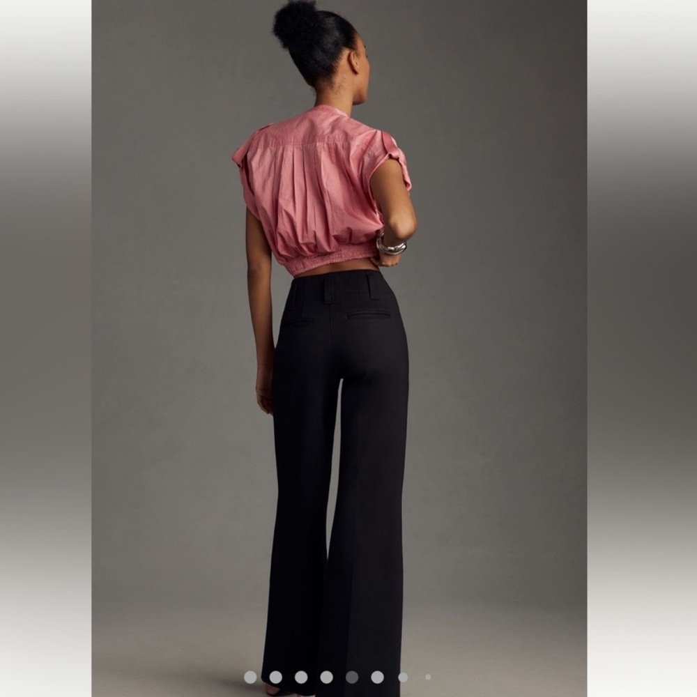 Maeve Naomi Pointe Black Wide Leg Flare Pants, size 8